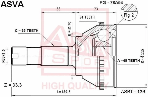 Joint Kit, drive shaft (PG-78A54)