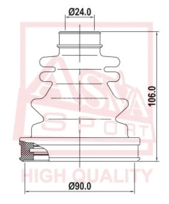 Bellow, drive shaft (ASBT-129)