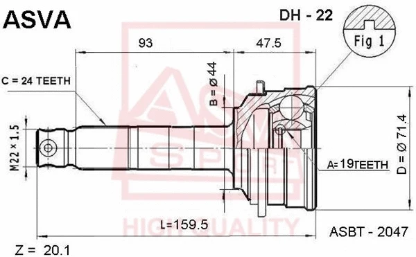 Joint Kit, drive shaft (DH-22)