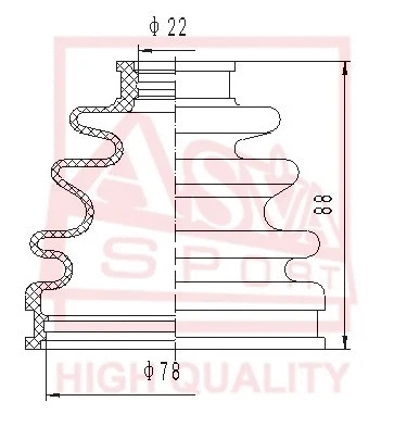 Bellow, drive shaft (ASBT-92)