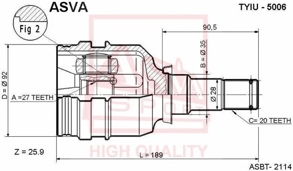 Joint Kit, drive shaft (TYIU-5006)