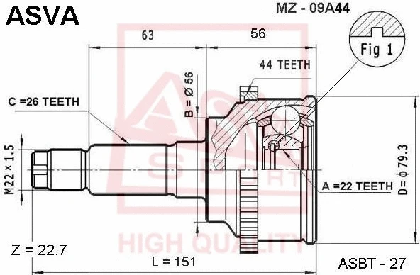 Joint Kit, drive shaft (MZ-09A44)