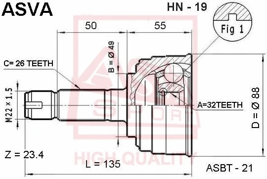 Joint Kit, drive shaft (HN-19)