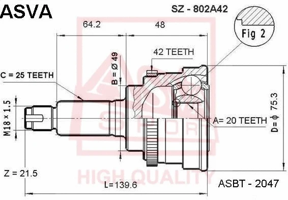 Joint Kit, drive shaft (SZ-802A42)
