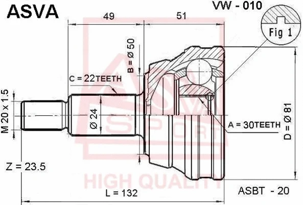 Joint Kit, drive shaft (VW-010)