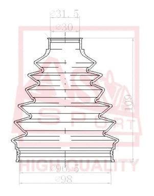 Bellow, drive shaft (ASBT-LC200)