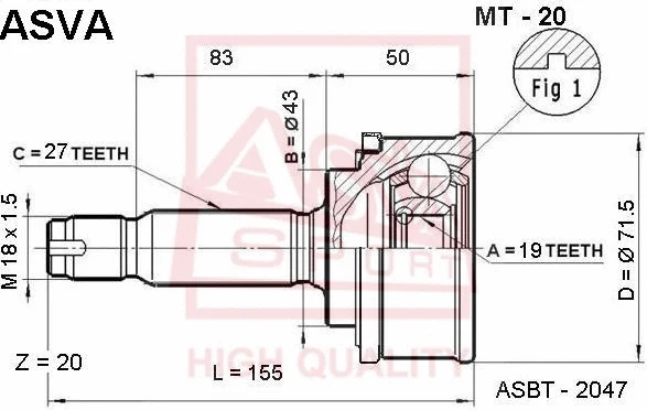 Joint Kit, drive shaft (MT-20)