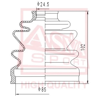 Bellow, drive shaft (ASBT-21)