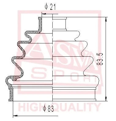 Bellow, drive shaft (ASBT-167)