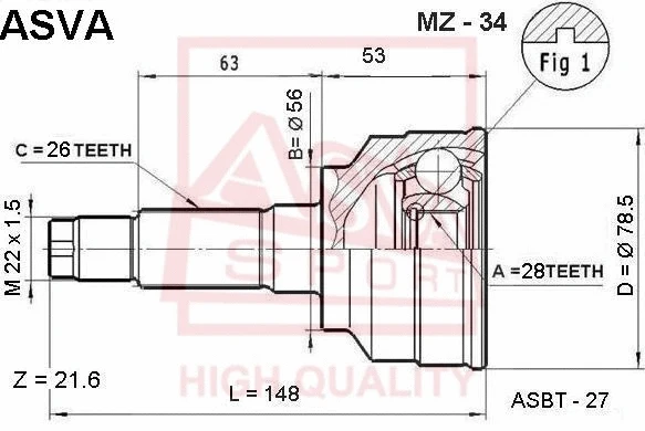 Joint Kit, drive shaft (MZ-34)