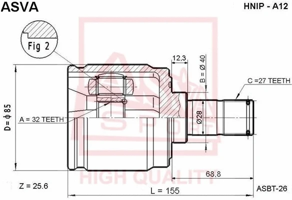 Joint Kit, drive shaft (HNIP-A12)