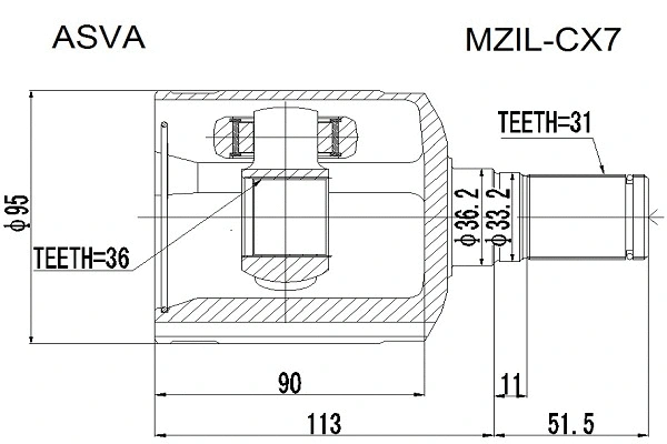 Joint Kit, drive shaft (MZIL-CX7)