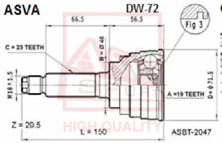 Joint Kit, drive shaft (DW-72)