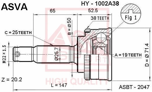 Joint Kit, drive shaft (HY-1002A38)
