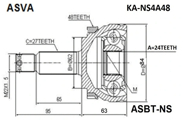 Joint Kit, drive shaft (KA-NS4A48)