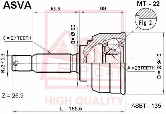 Joint Kit, drive shaft (MT-22)