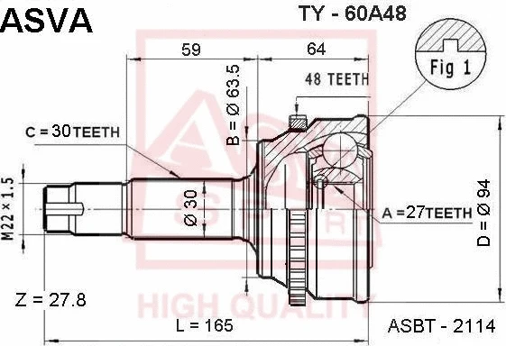 Joint Kit, drive shaft (TY-60A48)
