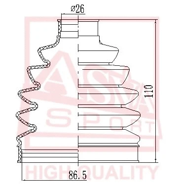 Bellow, drive shaft (ASBT-NS)