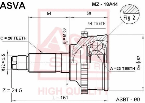 Joint Kit, drive shaft (MZ-18A44)