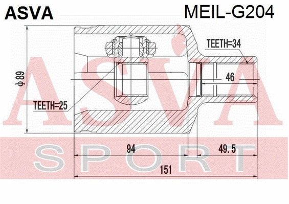 Joint Kit, drive shaft (MEIL-G204)