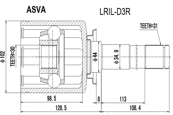Joint Kit, drive shaft (LRIL-D3R)