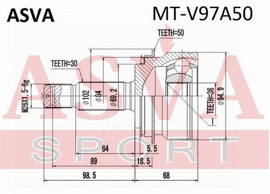 Joint Kit, drive shaft (MT-V97A50)