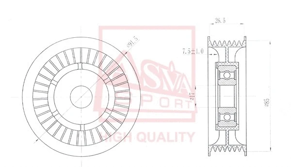 Tensioner Pulley, V-belt (MBBP-001)