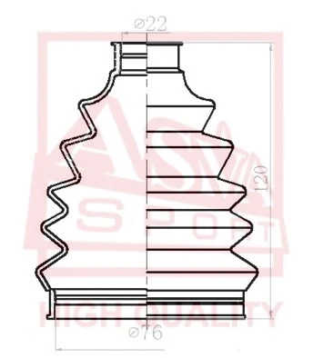 Bellow, drive shaft (ASBT-P12)