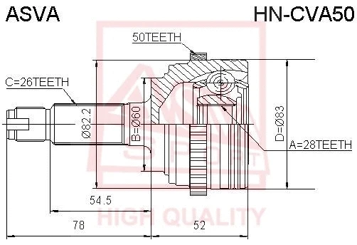 Joint Kit, drive shaft (HN-CVA50)