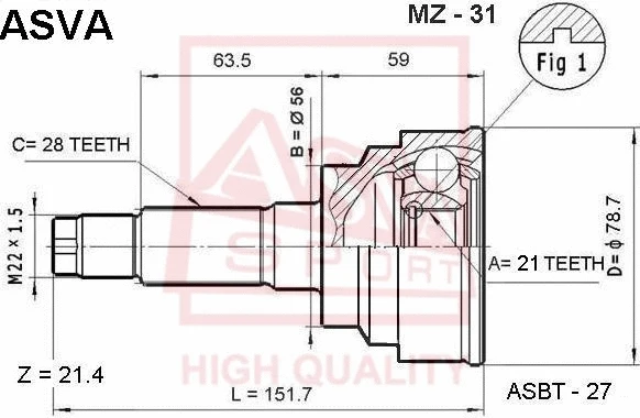 Joint Kit, drive shaft (MZ-31)