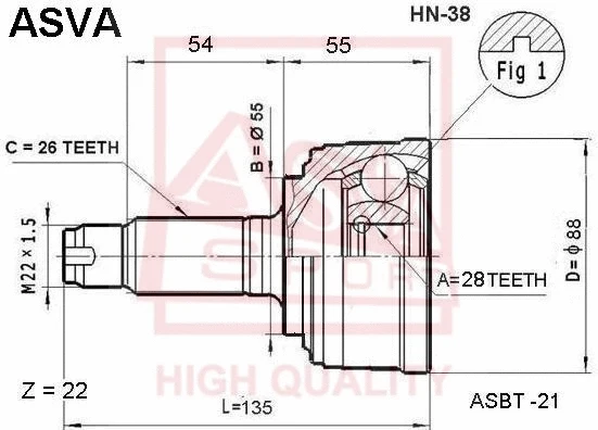 Joint Kit, drive shaft (HN-38)
