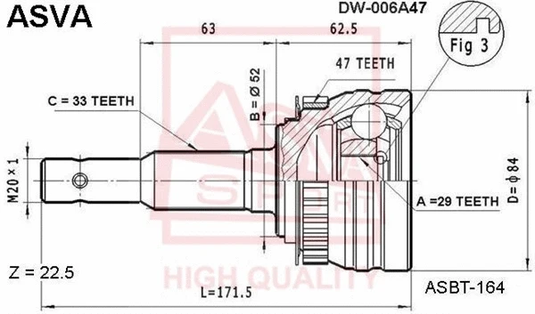 Joint Kit, drive shaft (DW-006A47)