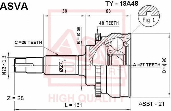 Joint Kit, drive shaft (TY-18A48)