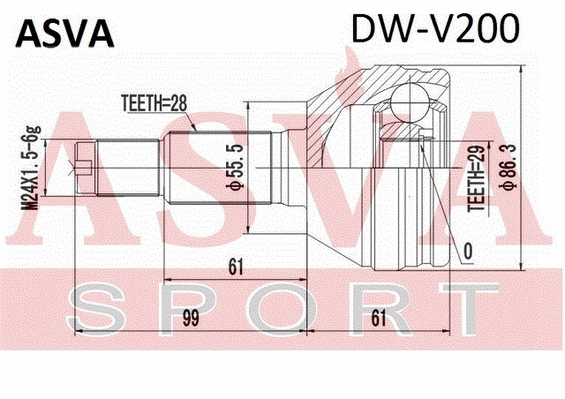 Joint Kit, drive shaft (DW-V200)