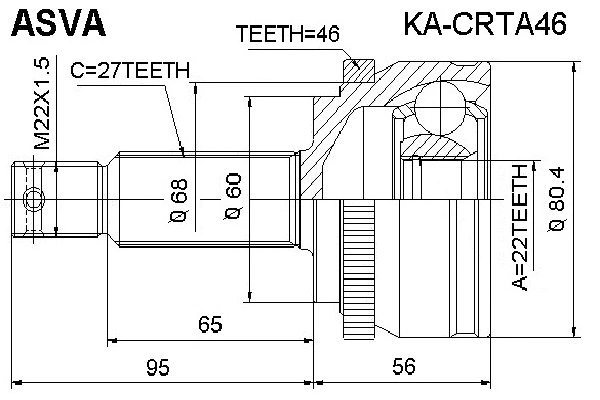 Joint Kit, drive shaft (KA-CRTA46)