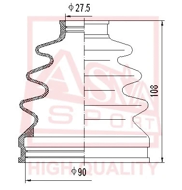 Bellow, drive shaft (ASBT-ACV4)