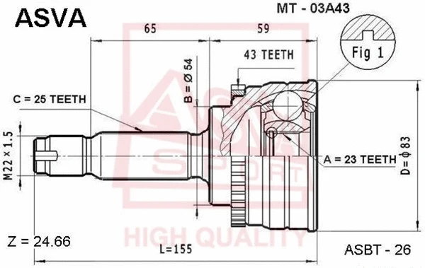 Joint Kit, drive shaft (MT-03A43)