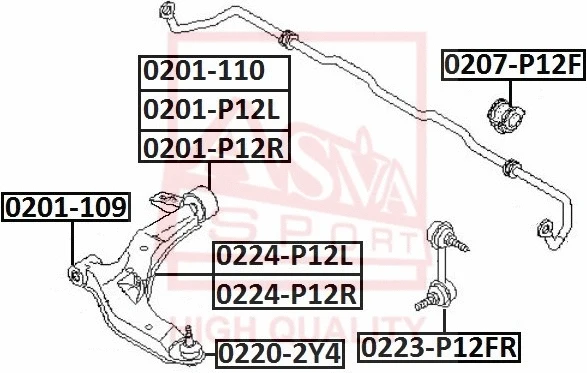 Control/Trailing Arm, wheel suspension (0224-P12R)