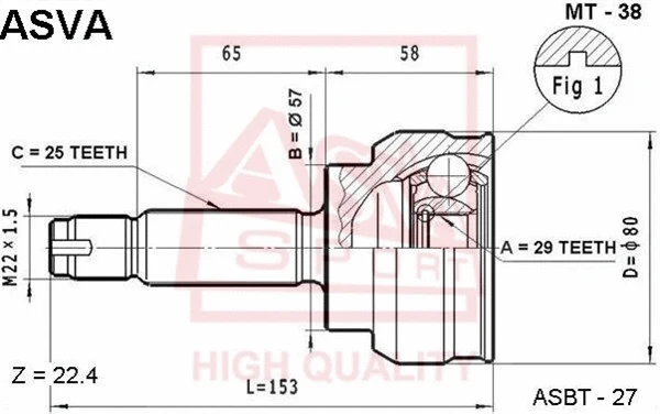 Joint Kit, drive shaft (MT-38)