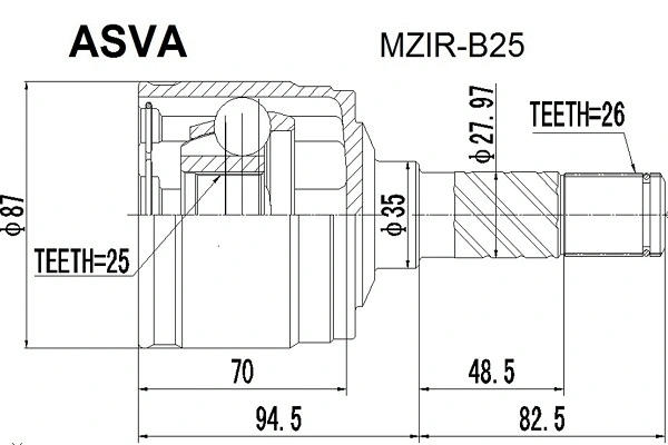 Joint Kit, drive shaft (MZIR-B25)