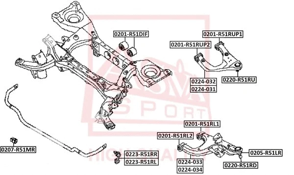 Mounting, control/trailing arm (0201-R51RUP2)