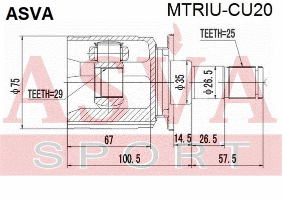 Joint Kit, drive shaft (MTRIU-CU20)