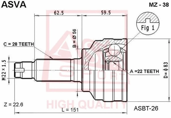 Joint Kit, drive shaft (MZ-38)