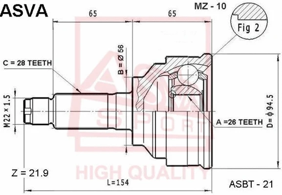 Joint Kit, drive shaft (MZ-10)