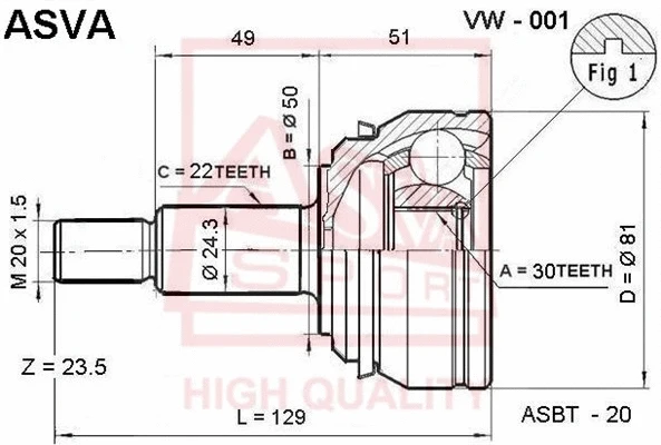 Joint Kit, drive shaft (VW-001)