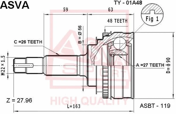 Joint Kit, drive shaft (TY-01A48)