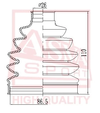 Bellow, drive shaft (ASBT-E83)