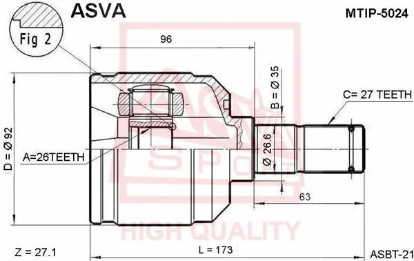 Joint Kit, drive shaft (MTIP-5024)