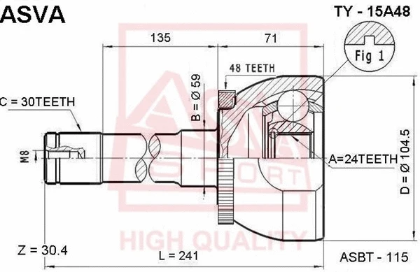 Joint Kit, drive shaft (TY-15A48)