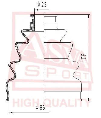Bellow, drive shaft (ASBT-127)